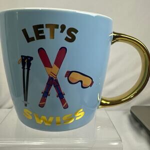 Lets Swiss ceramic Mug with a gold handle for coffee/tea from Around the World